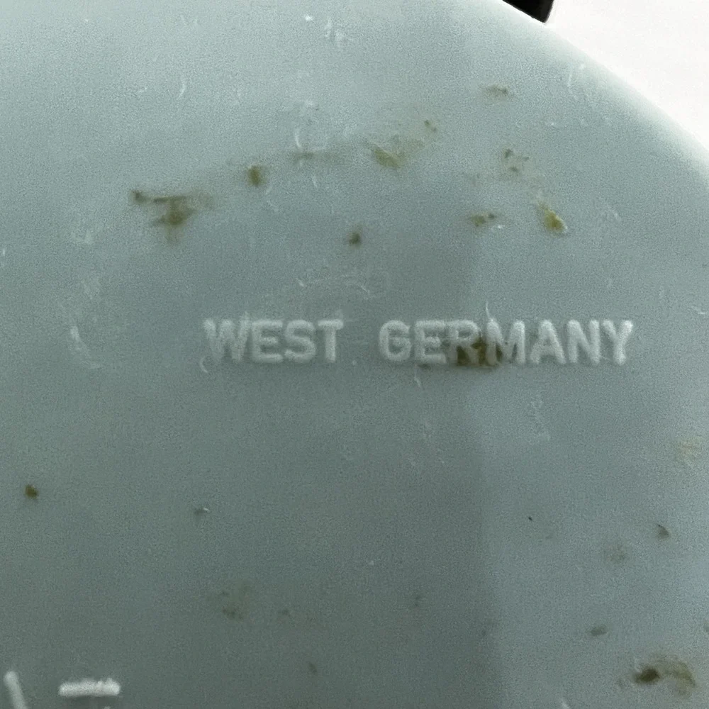 Vtg Bradley West Germany Twin Bell Alarm Clock Blue Brass Wind Up Retro MCM 9.5